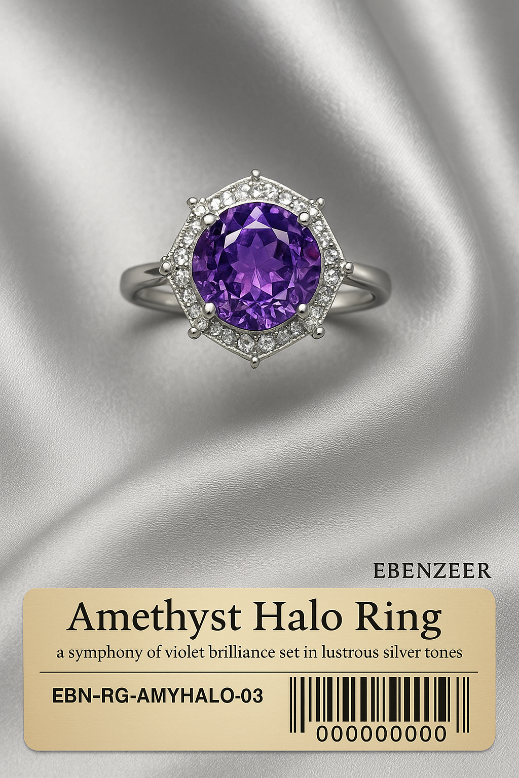 Amethyst Halo Ring