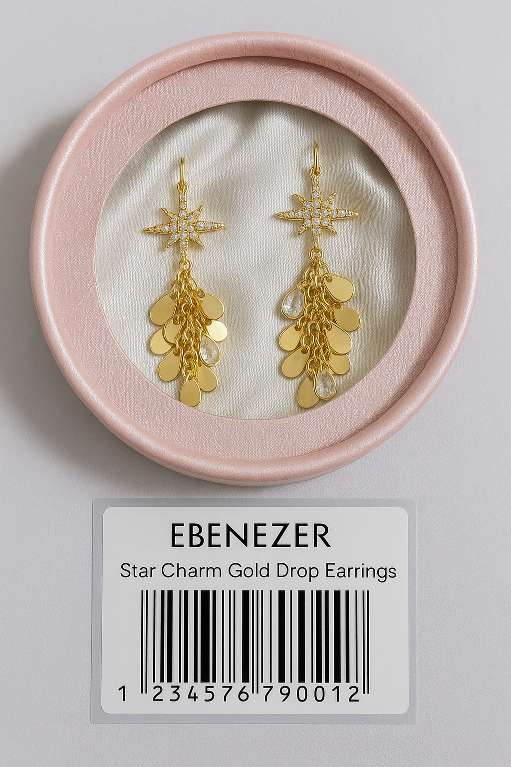 Star Charm Gold Drop Earrings