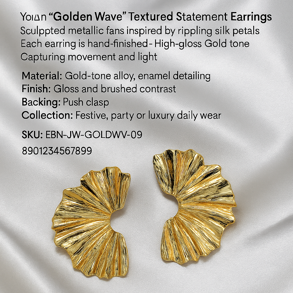 Golden Wave Textured Earrings