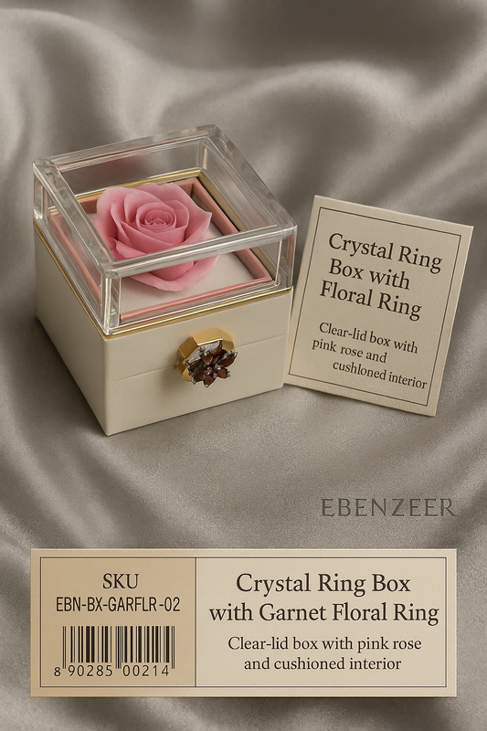 Crystal Ring Box with Garnet Ring