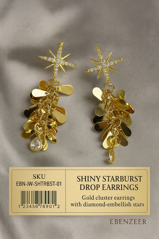 Shiny Starburst Drop Earrings